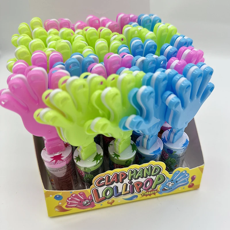 china high quality hand clap candy toys so funny Football bell foot shaped candy manufacturer and lollipop toy for children