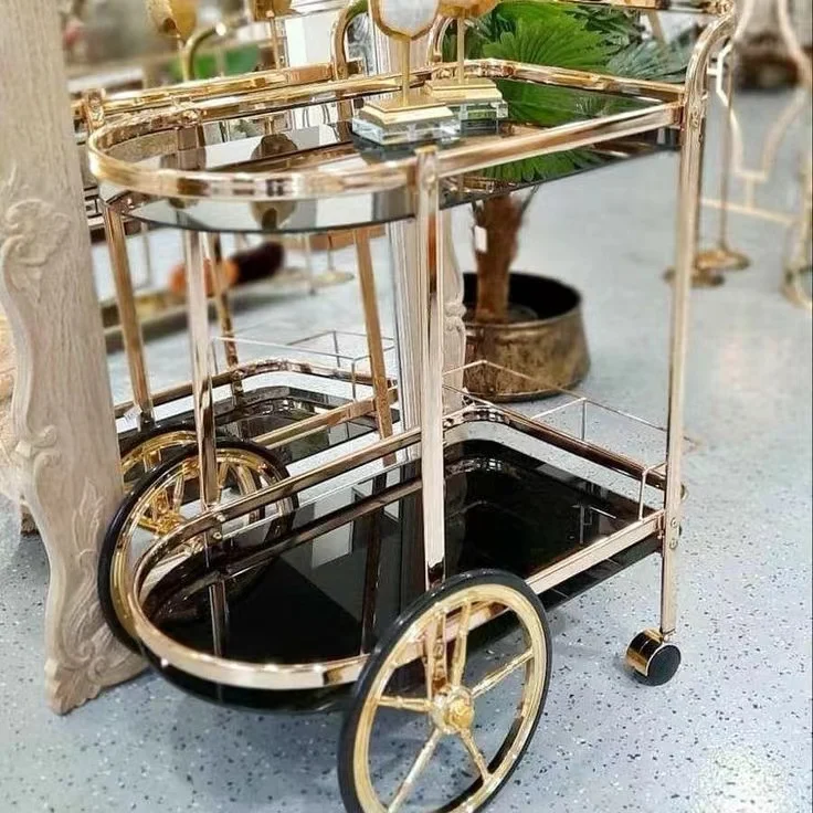 Customized Barber Furniture Stainless Steel Styling Trolley Beauty Hair barber metal Side Tool with wheels