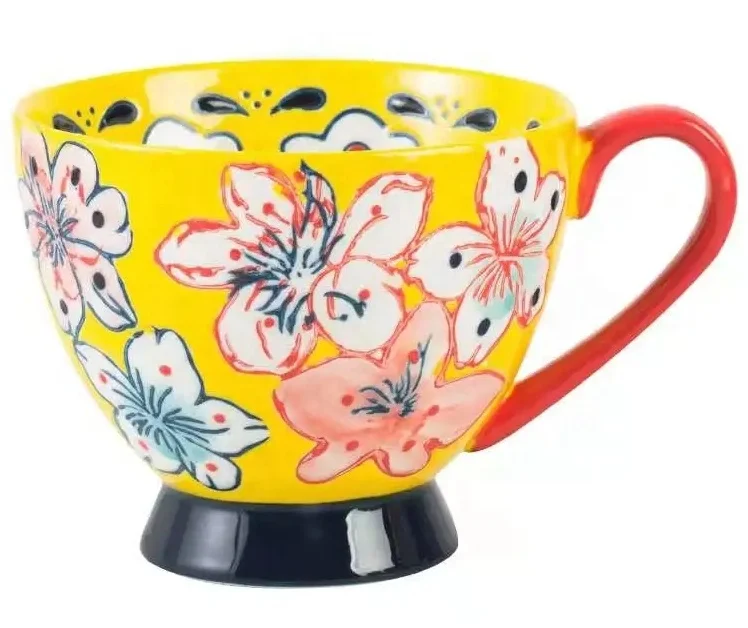 Oriental porcelain coffee cups New design ceramic tea cup Coffee mug wholesale with handle Elegant colorful water cups