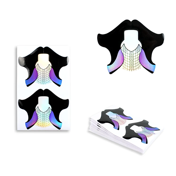 Custom logo 3D Holographic Aluminium Nail Extension Form UV Gel butterfly Nail Tip Extension Form