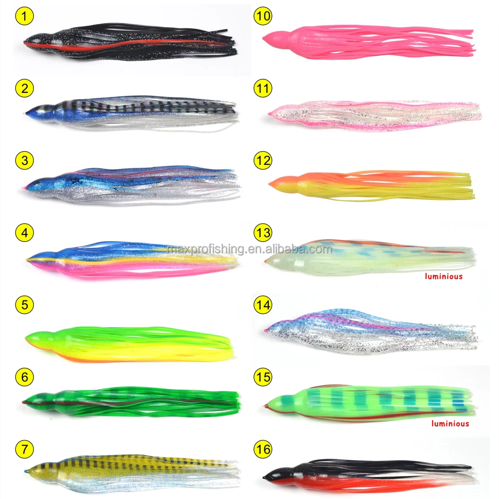 Premium UV Protected Big Game Trolling Fishing Squid Skirts Without Eyes