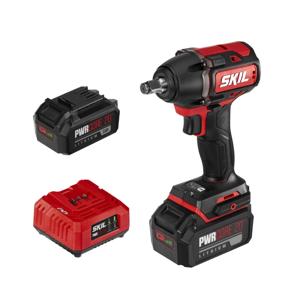 SKIL PWR CORE 20 Brushless 20V Included 5.0Ah Battery and Charger 5739 1/2 Inch Impact Wrench