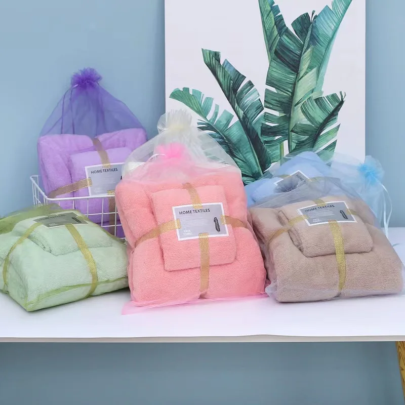 Factory Wholesale Coral Fleece Microfiber Hand Absorbent High Quality Baby Cartoon Cheap Hotel Bath Towels Sets