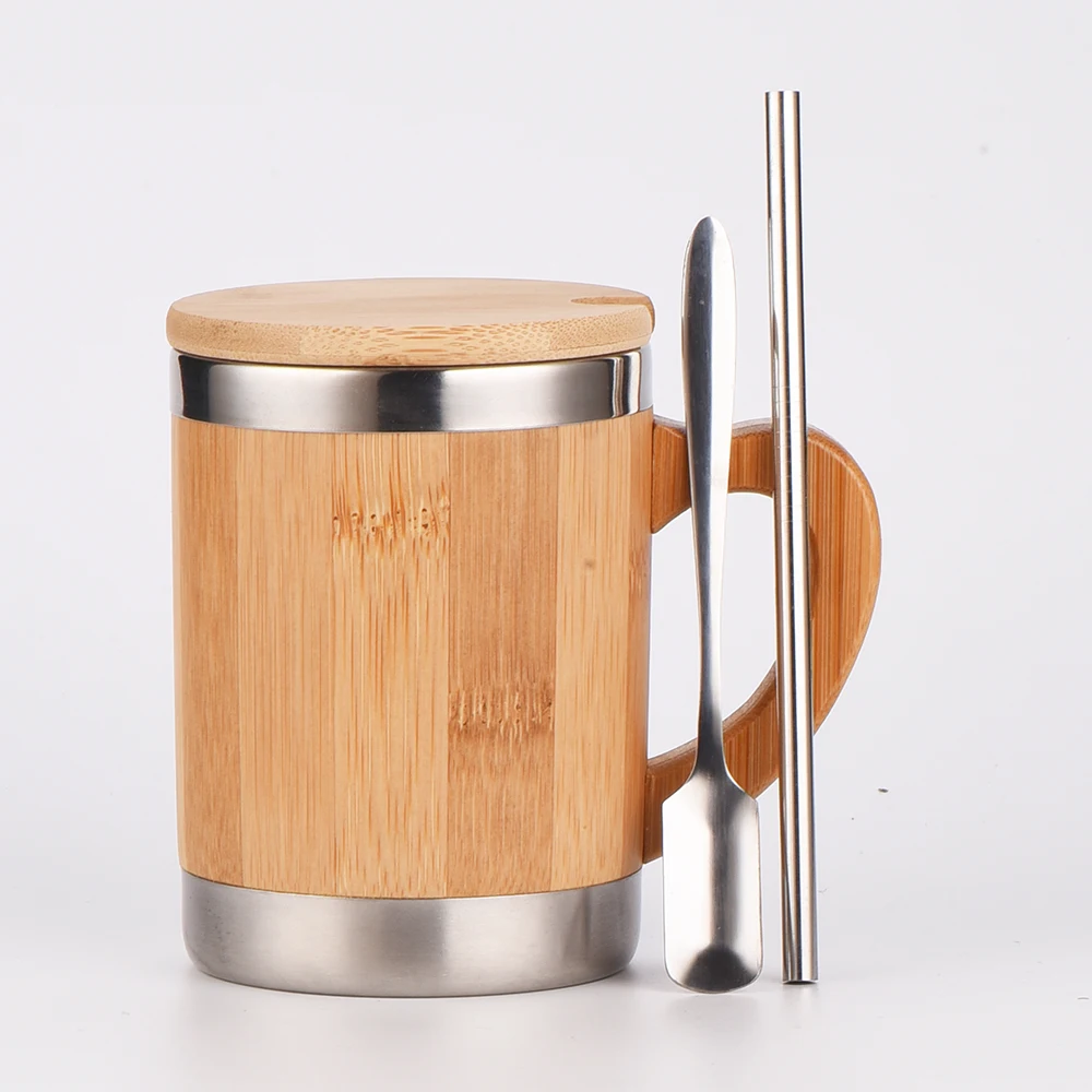 Reusable Bamboo Fibre Steel Interior Coffee Travel Mug Popular Bambu Tumbler Drinking Travw Cup Bambus Mug Bambou