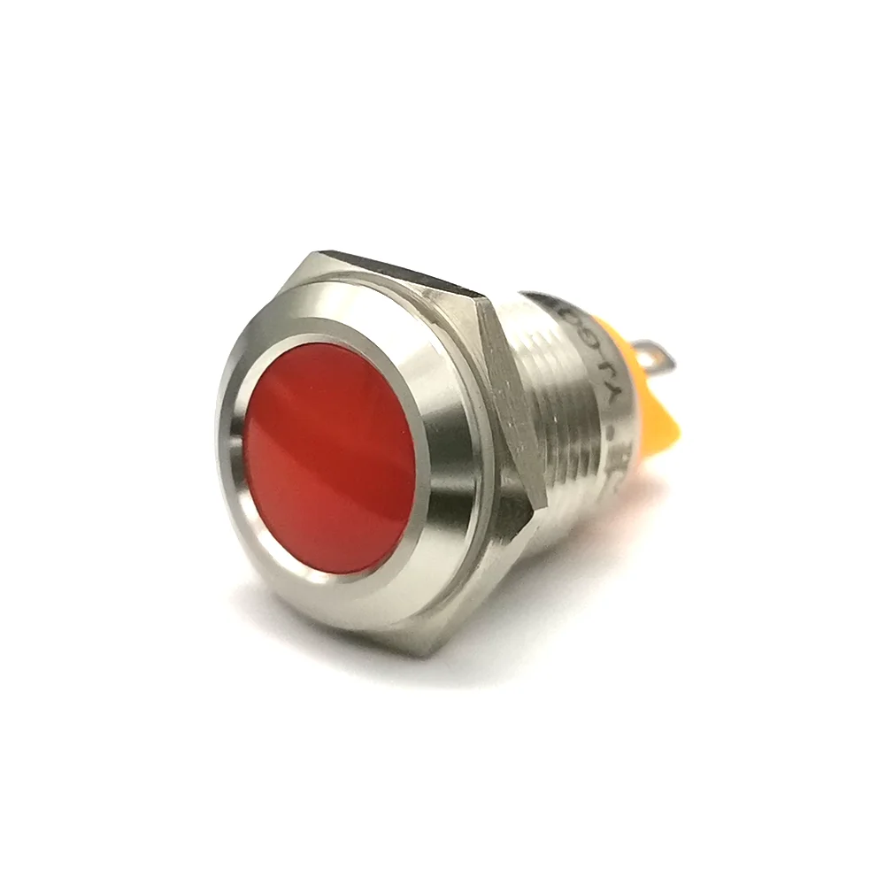 16mm IP67 Waterproof Brass Clad Chrome 2 PIN Terminal  12v pilot light indicator
