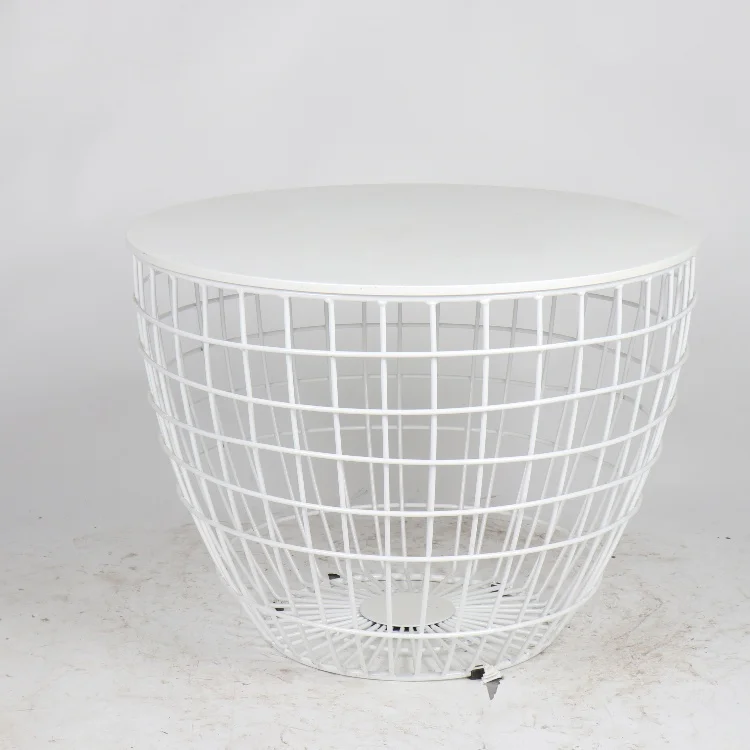 Durable fashion design white iron wire cage table for sale
