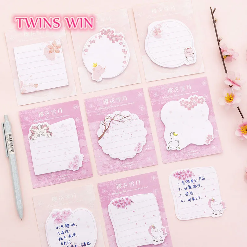 Креативные заметки в виде сакуры снега Луны блокнот для сообщений студентов клейкие стикеры свежих принтов 1725