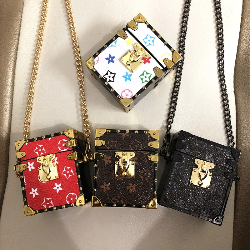 Новинка 2021, роскошные аксессуары для наушников, креативный дизайн, чехол из искусственной кожи на цепочке для Apple Airpods2 pro, чехол