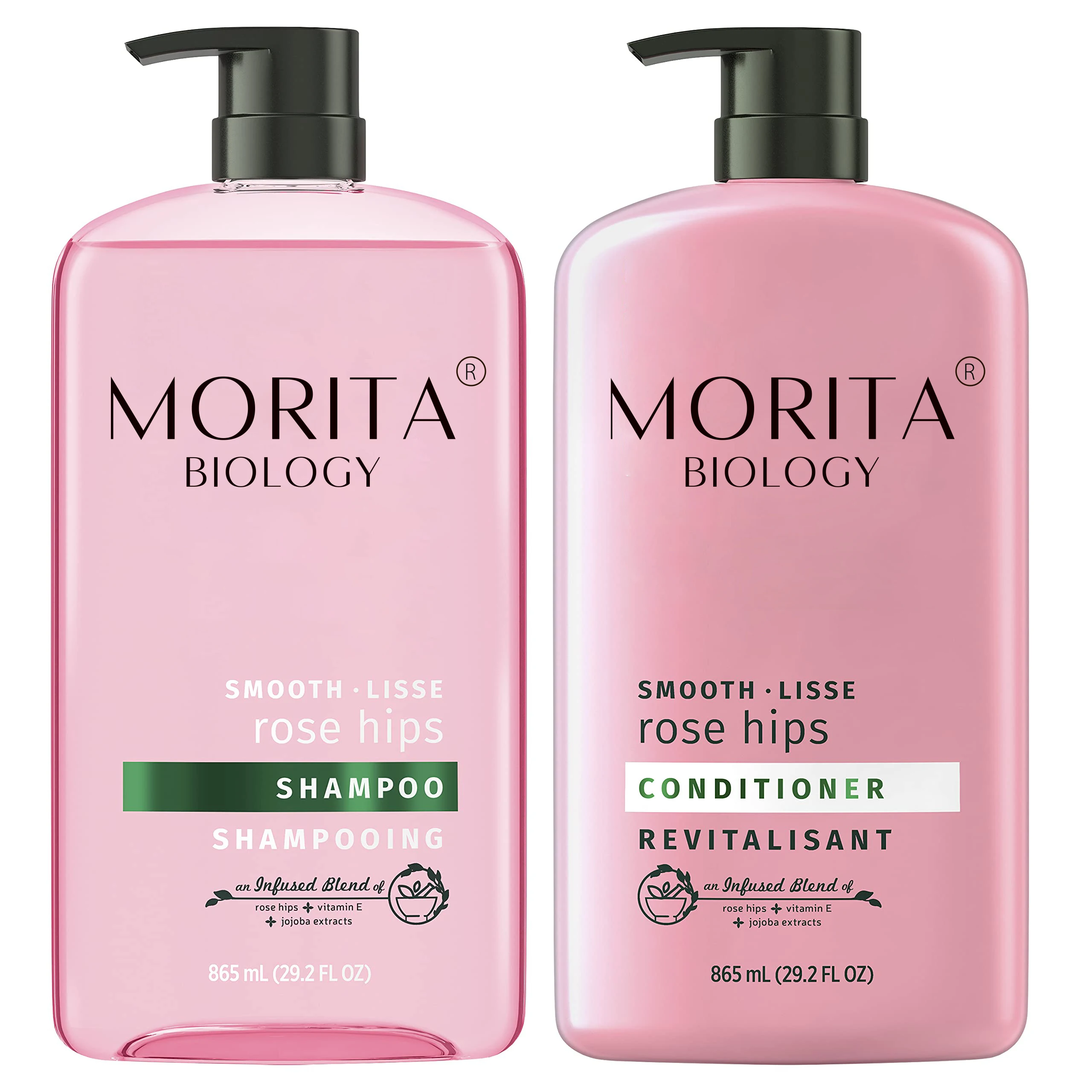 Private Label Natural Vitamin E Rose Hips Jojoba Extract Smoothing shiny Collection Oil Control Shampoo & Conditioner anti frizz
