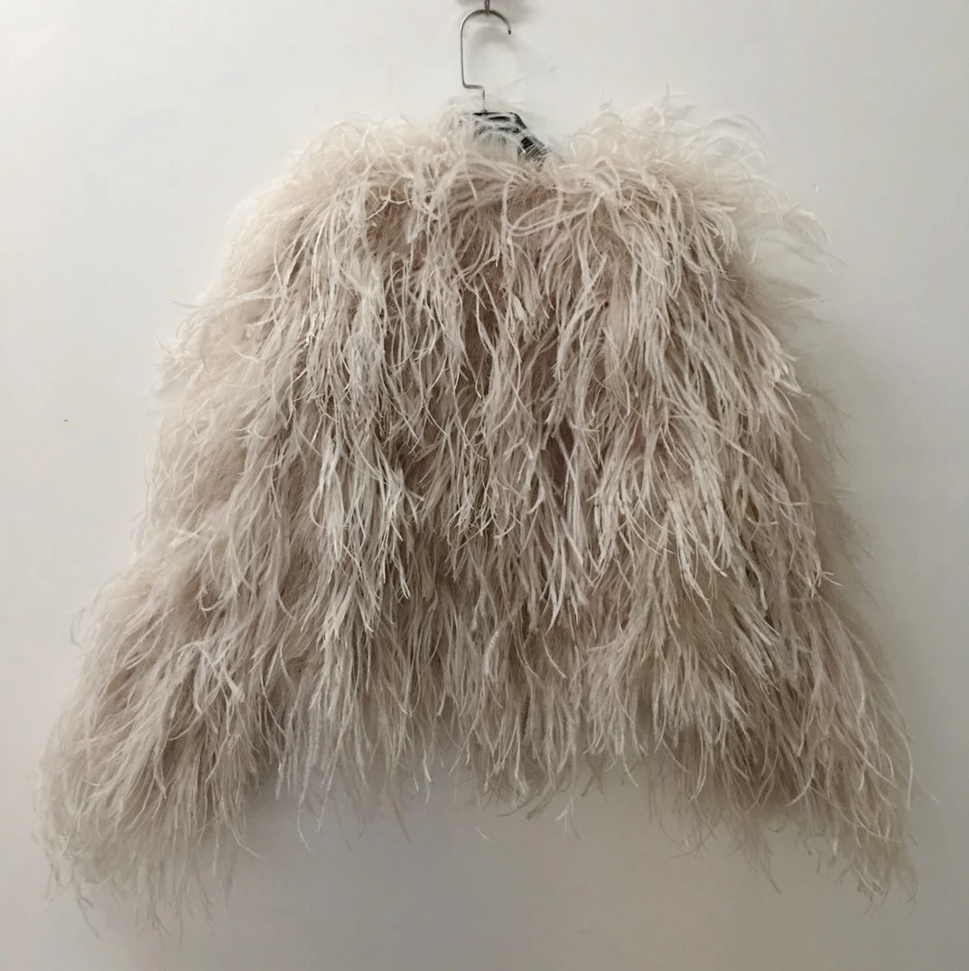 YR1113 Factory Direct Winter Ostrich Feather Fur Coat for Women