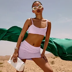 Crop top and skirt sets women 2 piece outfit summer hot girls teo piece outfits set wholesale women boutique clothing 2022