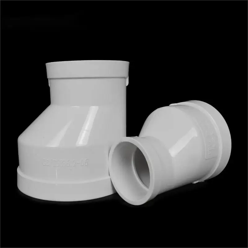 White PVC Drain Pipe Offset Reducing Connector Inner Dia 50 75 110 160mm Adapter Pipe Fittings For Drainage Systems