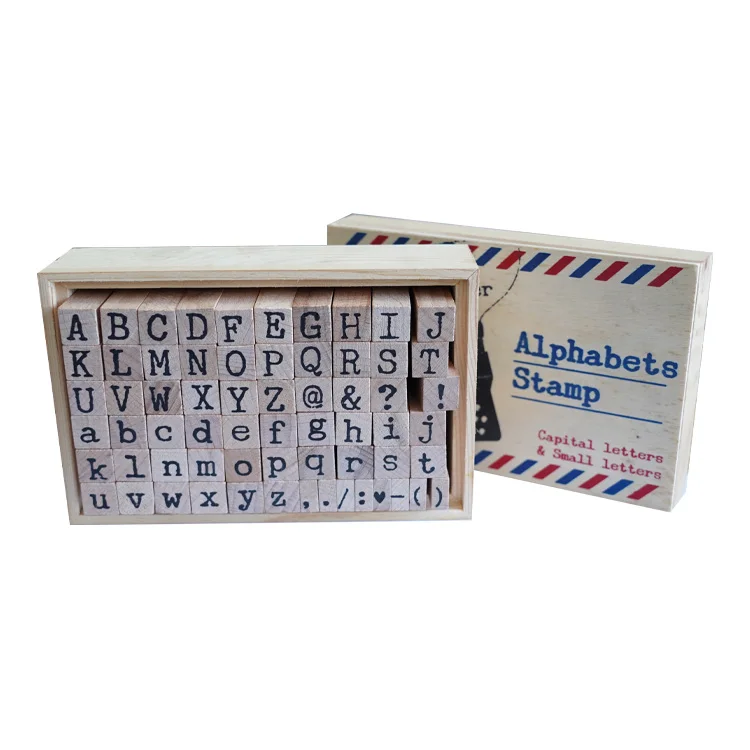 Wooden Alphabet Stamps Wooden Rubber Letter Number Symbol Stamp Set In Paper Gift Box