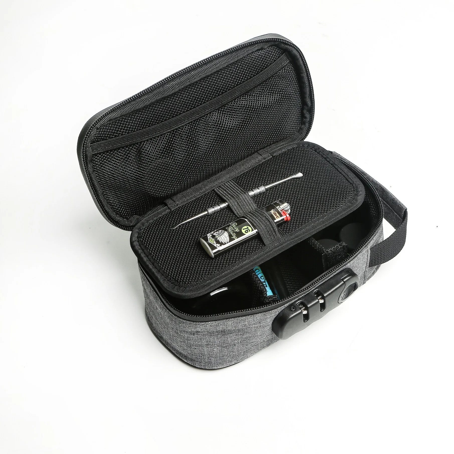 Smell proof bag With Glass Jar Grinder Tray Combination Lock