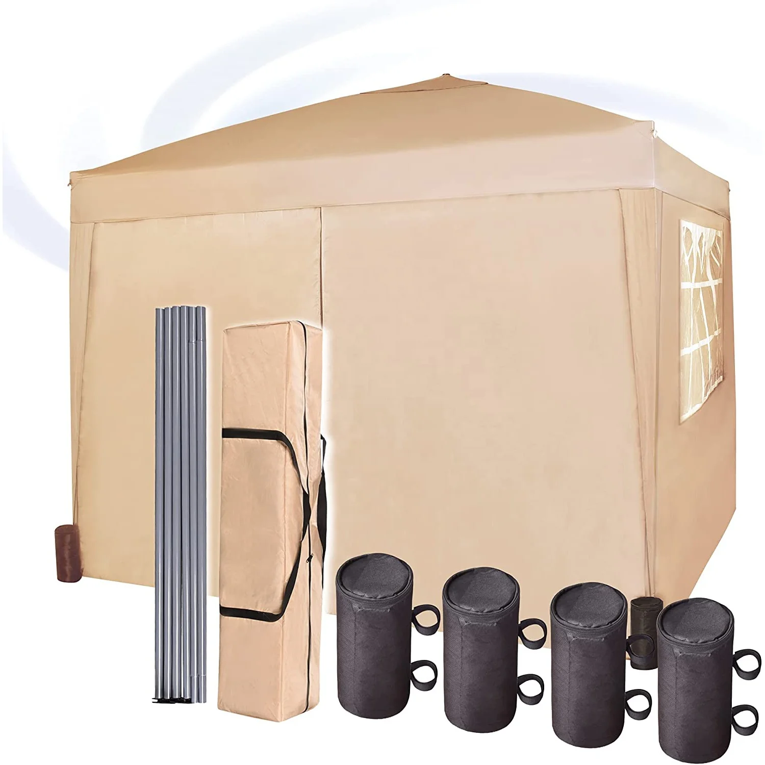 Pop-Up Gazebo 3m x 3m Waterproof Marquee Canopy with Silver Protective Layer 2 Wind Bars 4 Weight Bags Outdoor Event Application