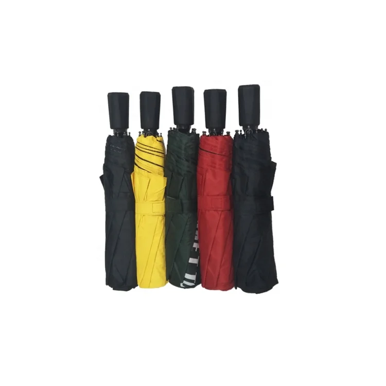 Black Coating Three folding Colorful Umbrella With Logo Prints