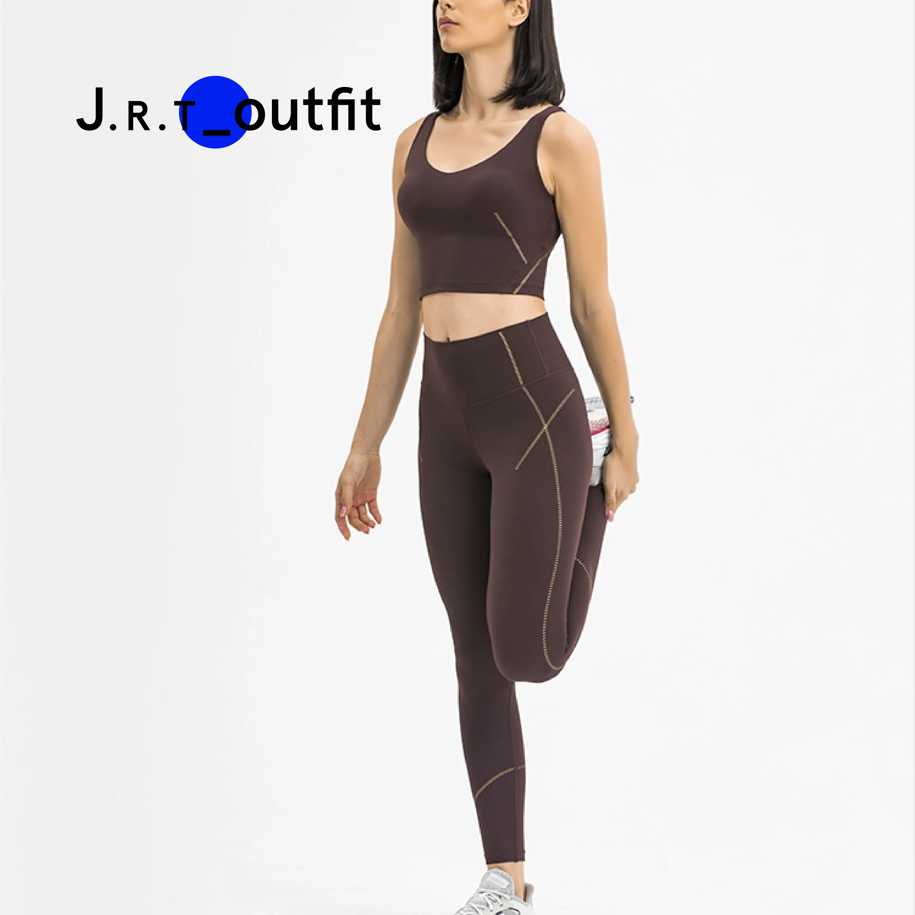 J.R.T High Quality Solid Fitness Full Length Quick Dry Sweat-wicking Womens Gym Apparel Compression Leggings With Pocket