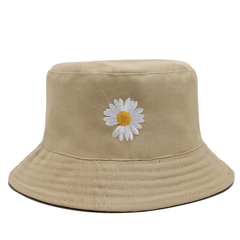 Custom Spring Women Bucket Fishing Plain Hats Sunscreen Sun Cap Little Daisies Double-sided Wear Lady Fisherman