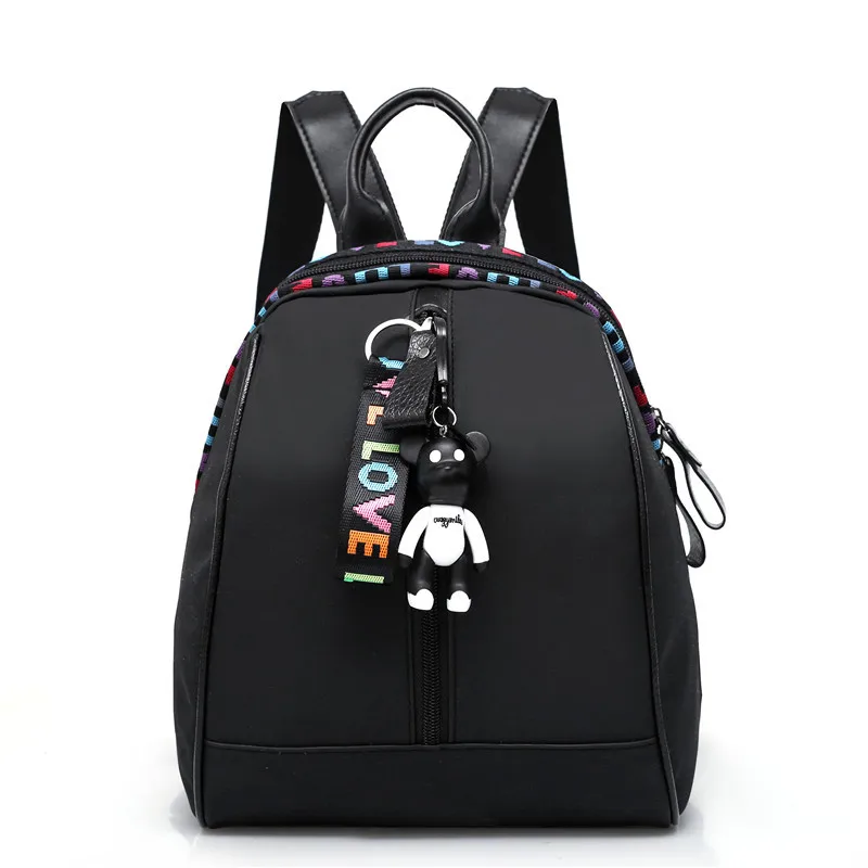 
Cheapest Price Fashion small Oxford casual backpack women girls Korean style with bear accessory and leather zippers 