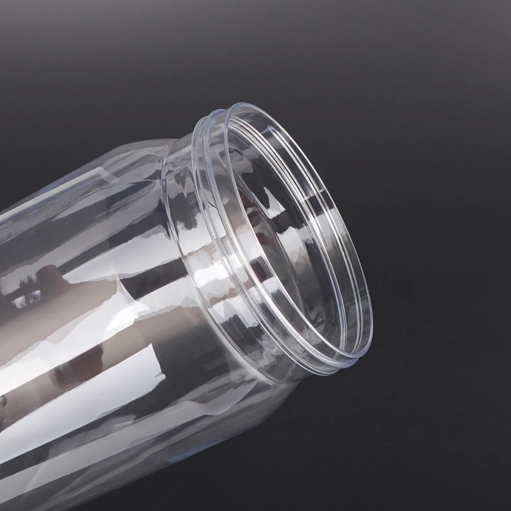 Bpa Free Pet Large Clear Plastic 1100 ml Wide Mouth Kitchen Grain Storage Food Tea Jar With Aluminum Lid