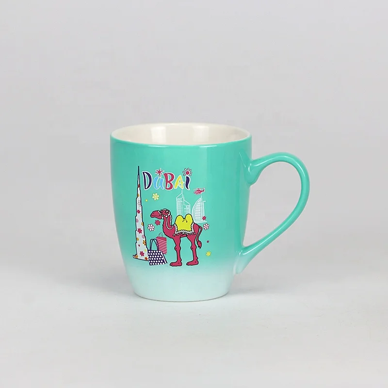 Set of Four New Design High-Quality Dubai Blue, Green Purple Porcelain Drum Coffee Cups Premium Customizable Ceramic Mugs