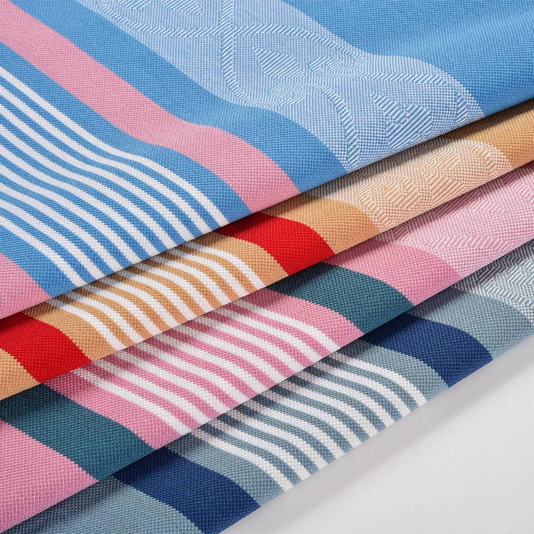 Men Yarn-dyed jacquard 95% Cotton and 5% Spandex fabric with bead pull frame