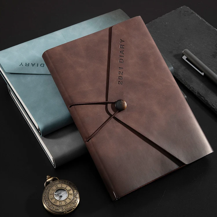 Wholesale custom logo a5 business leather diary notebook with elastic rope