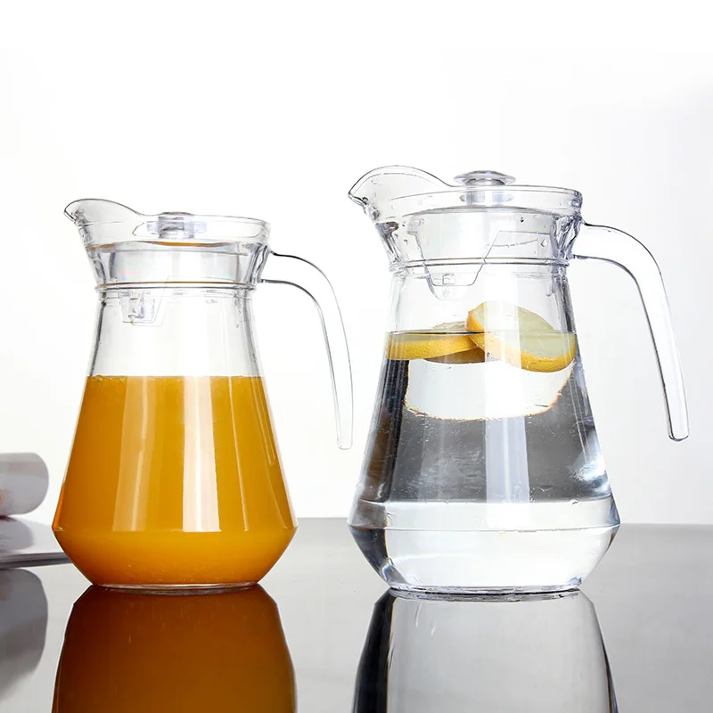 1L 2L 3L Eco-Friendly Acrylic Ice beer Pitcher Milk Tea Jug Measuring pitcher Hot Cold Water Drinking Ware With Lid and Handle