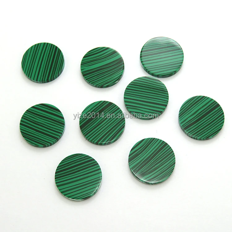 Fancy flat back disc round 15 mm gemstone flat beads malachite stone price synthetic malachite sheets for jewelry making