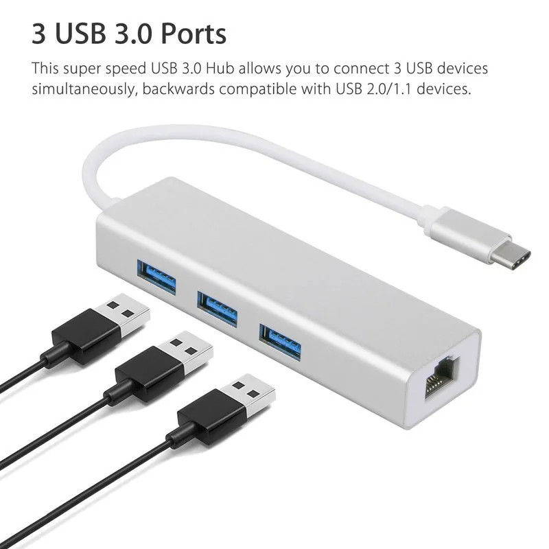 type-c to 100M network card converter usb hub with usb hub c to rj45 network port hub