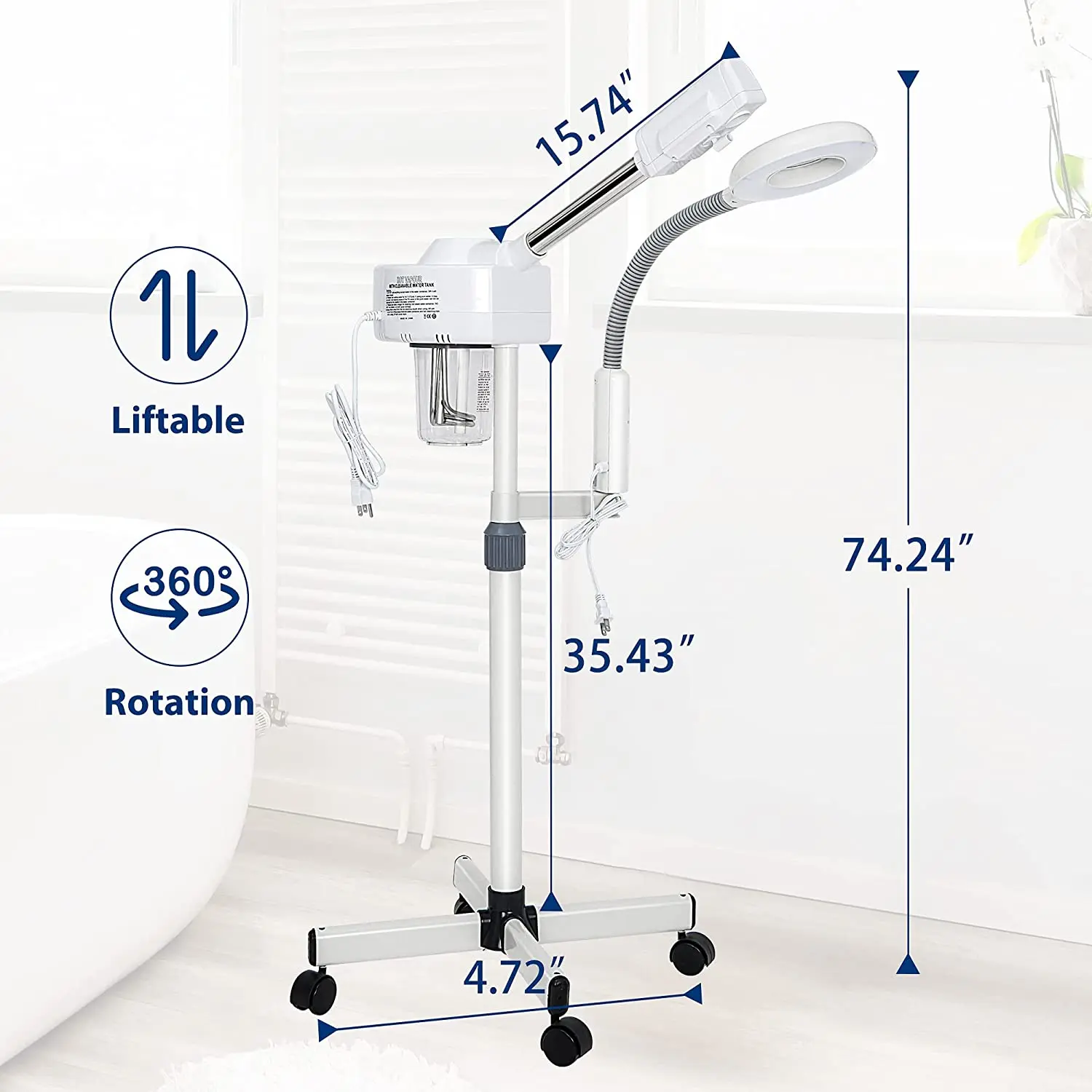 New Hot Face Steamer with 5X Magnifying Lamp Ring Light for Hair Salon Sauna Vapor Professional Vaporizer Facial Steamer