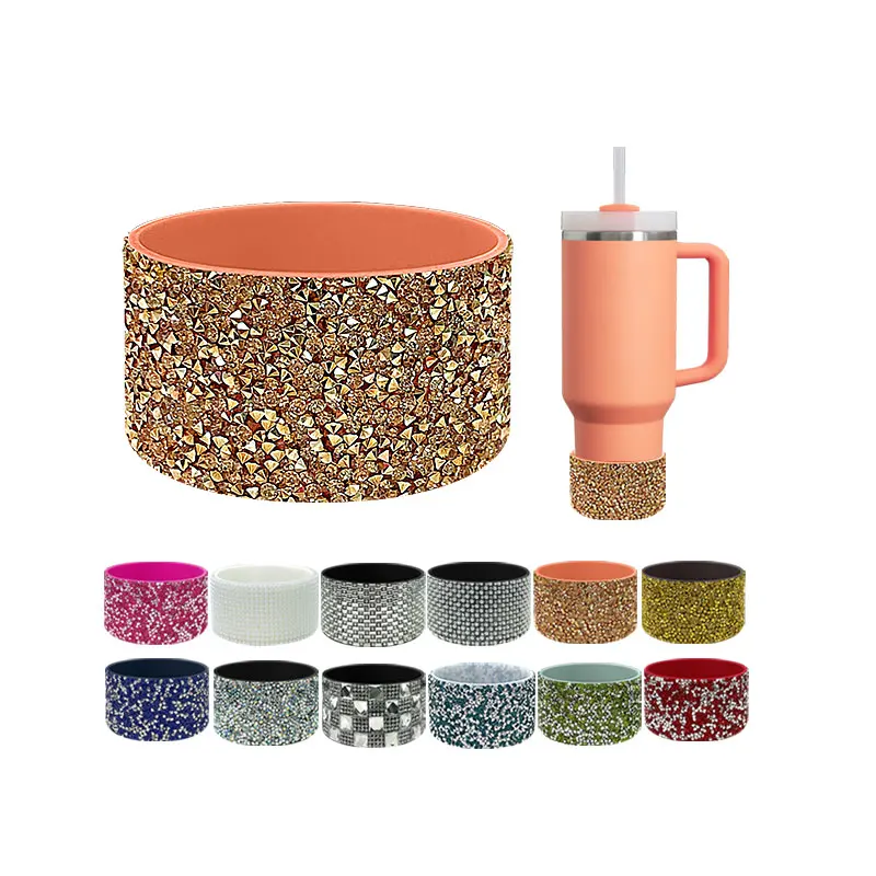 Silicone Tumbler Sleeve for Water Bottles and Cups - Glitter Tumbler Boot with Tumbler 24-40 OZ Water Bottles