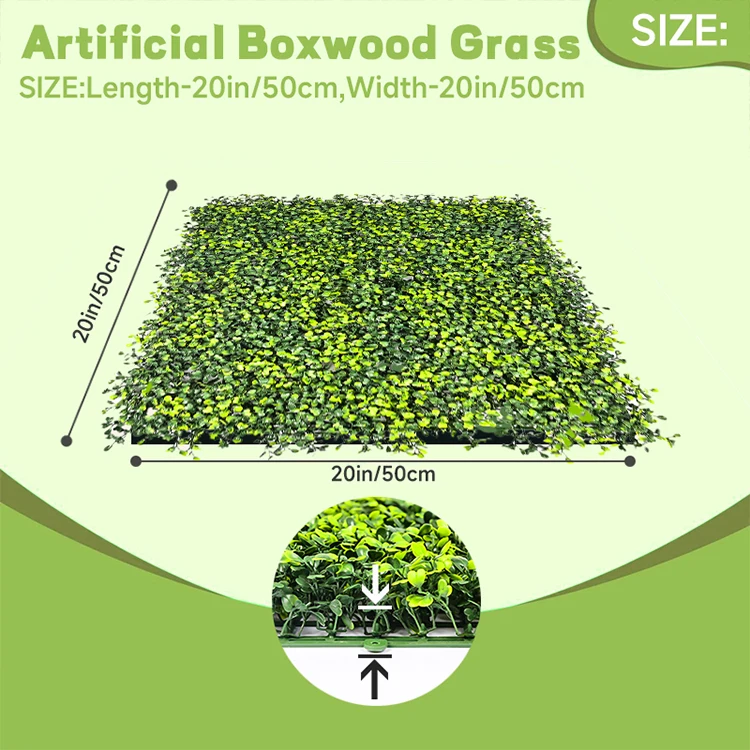 Grama Artificial Para Pared Green Fake Boxwood Hedge Plant Panel Artificial Grass Wall Panel Decor Privacy Greenery Backdrop