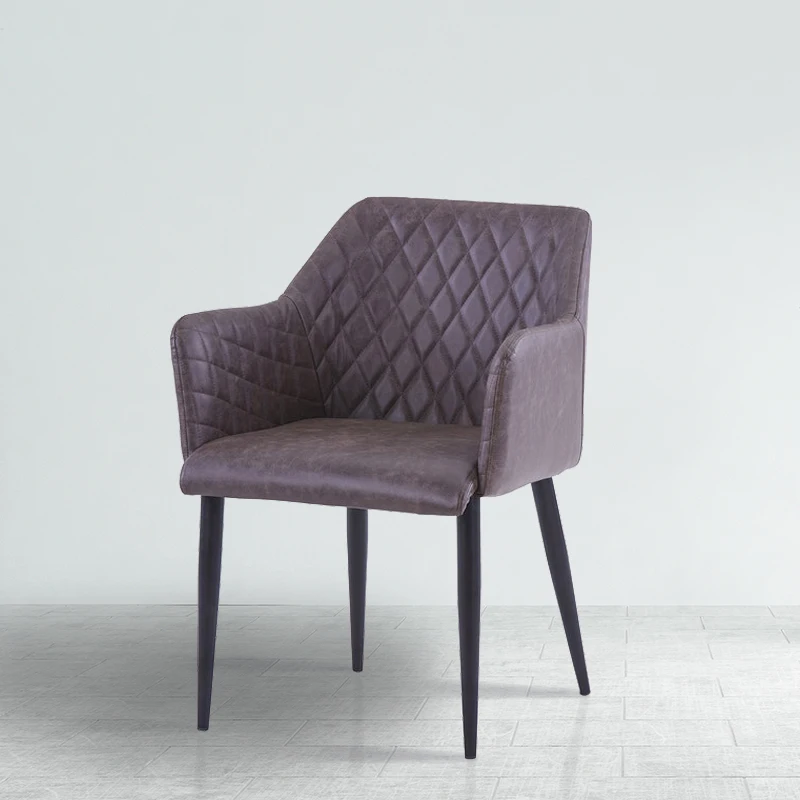 2021 Hot Sale Powder Coating Legs dinning Brown Leather PU Dining Chair