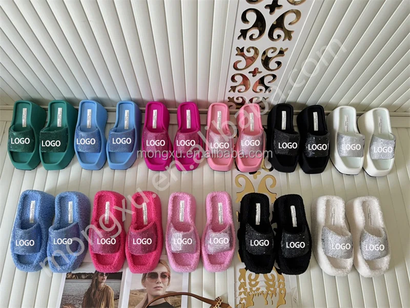 Fashion Faux Fur Warm Shoes Slip On Flats Female Winter Women House Furry Slippers Home Slides Plush Indoorfur Slippers