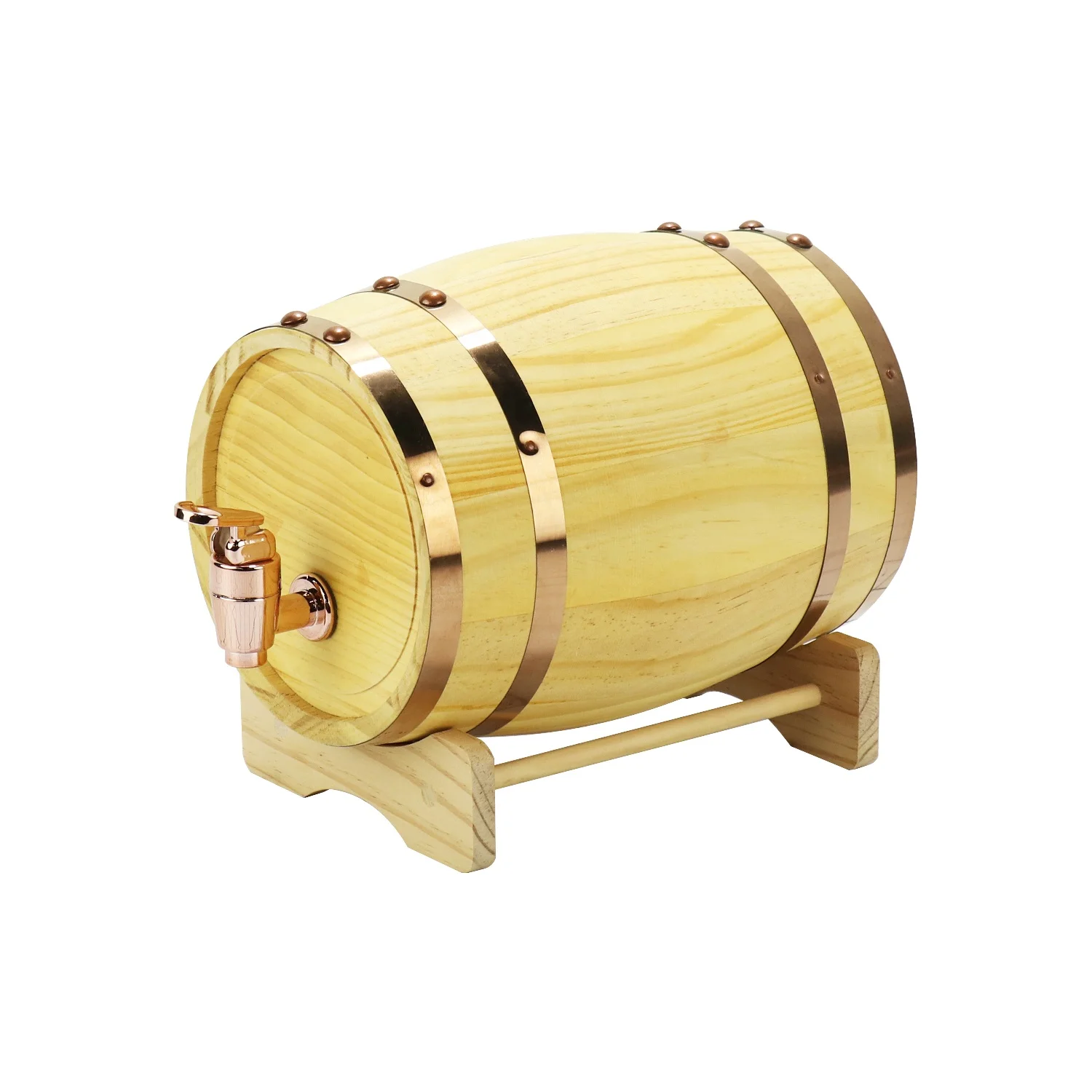 FS C&BSCI Solid wood horizontal wooden wine barrel 1L3L5L Adjustable size wooden wine barrel