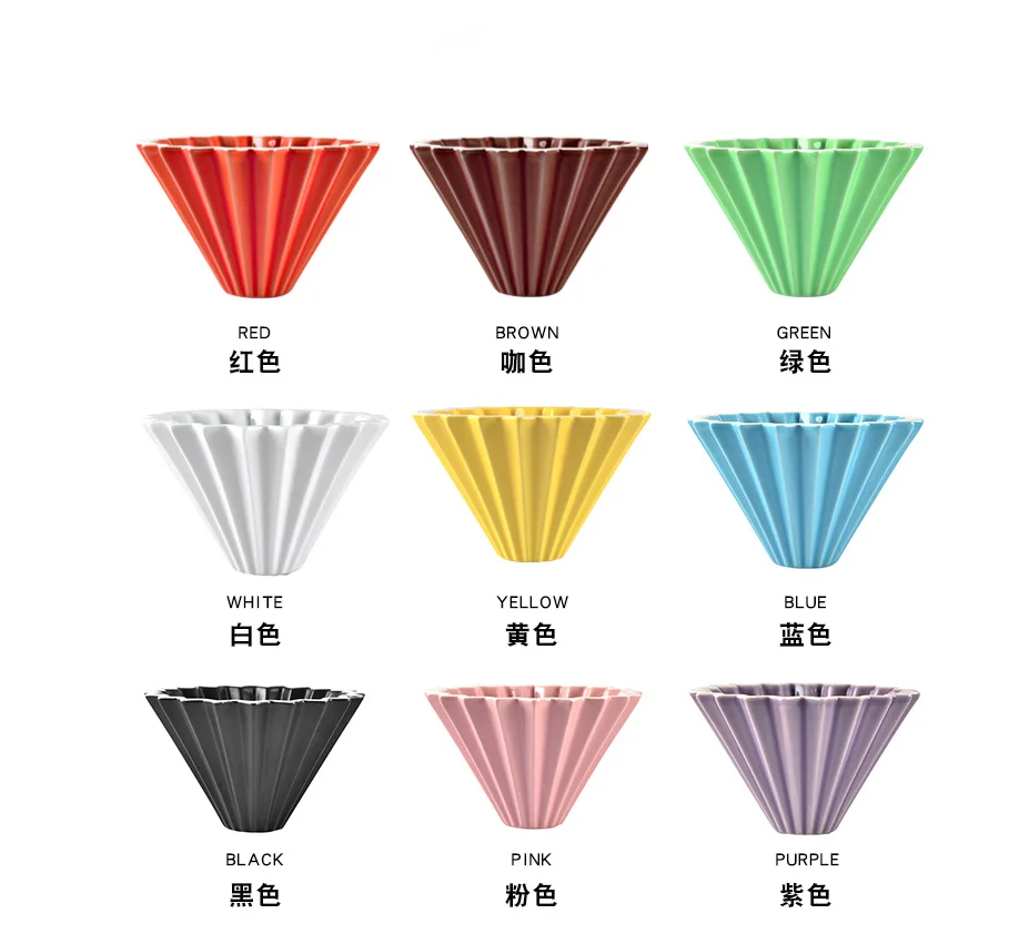 black color Japanese style Ceramic Dripper Pour Over Coffee Filter Cup with wood base