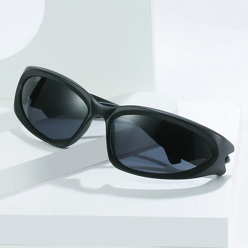 Vintage Flash Sunglasses Women Oval Wrap Sports Sun Glasses Mirrored UV400 Driving Cycling Glasses Dark Futuristic Shades 20896