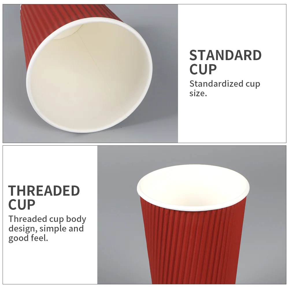 Hot Sale 16oz Double PE Coated Craft Paper Cups Disposable for Hot Coffee Beverages Tea Food Packaging Stamped Design
