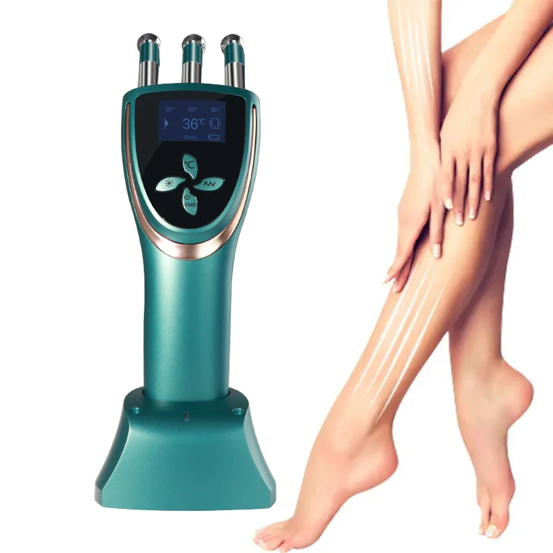 Red Light EMS Heating Electric 3 Head Lymphatic Drainage Microcurrent Vibration Meridians Scrapping Guasha Magnetic Fork Therapy