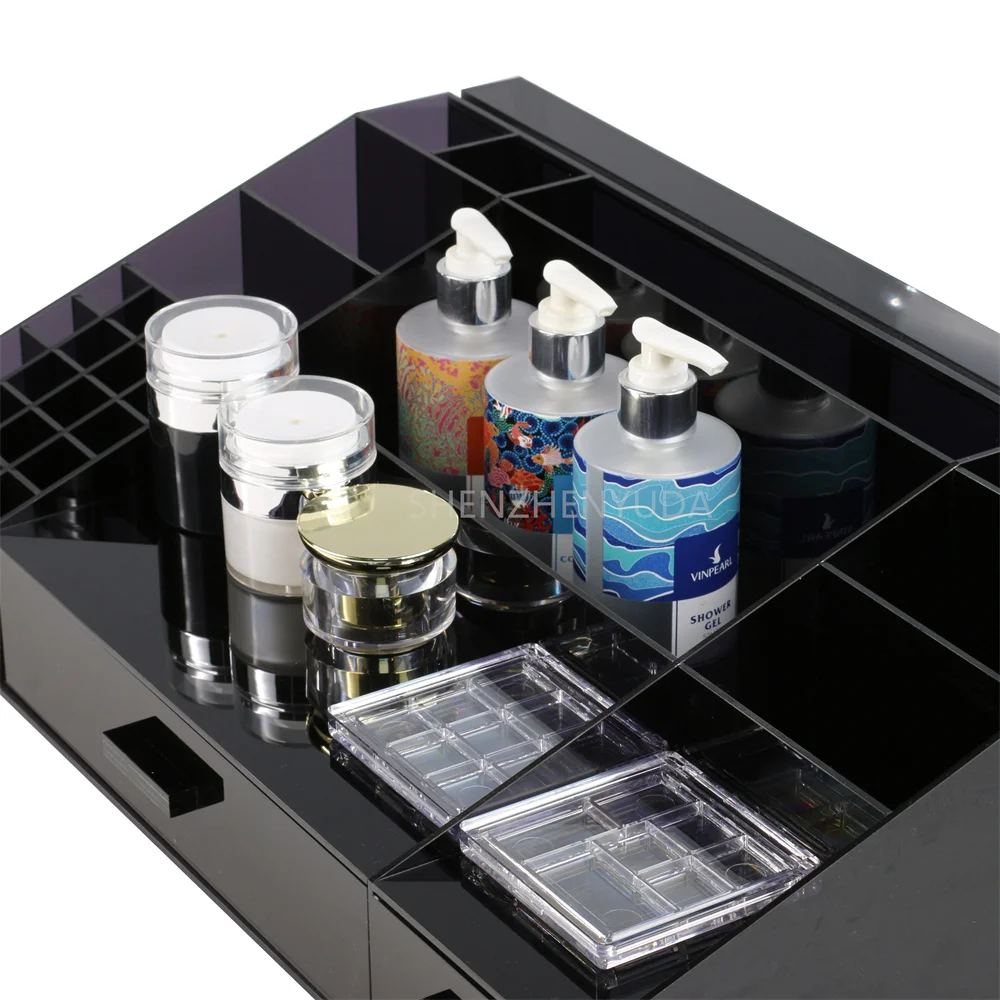 Black PMMA Counter Cosmetic Unit Showcase Lucite Lipstick Eyeshadow Make up Brush Palette Cosmetic Integrated display stand