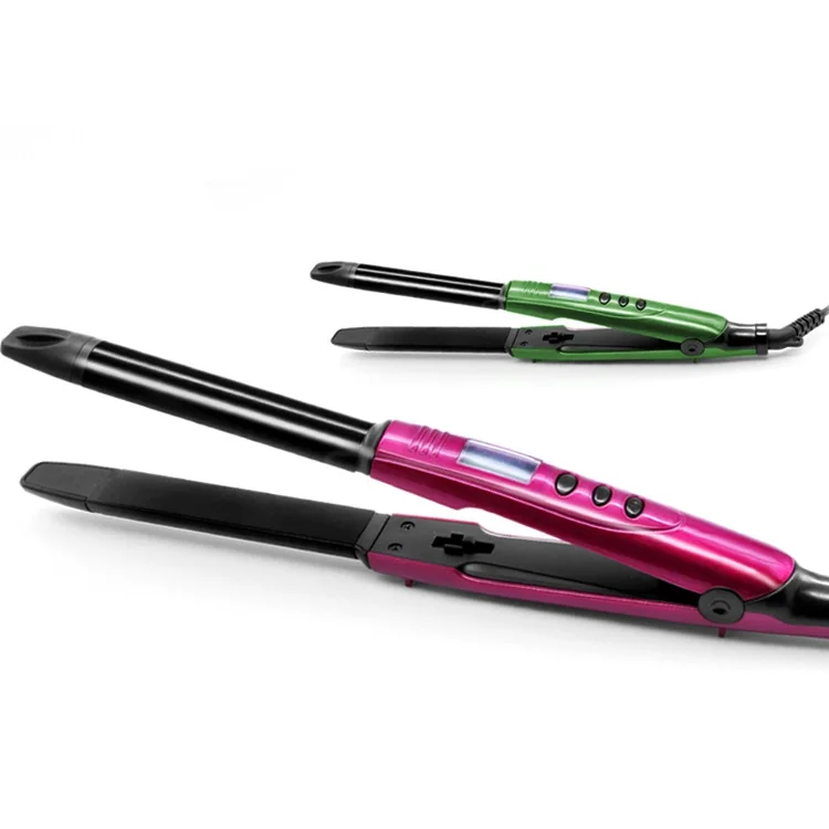 
2 In 1 Hair Straightener Iron Ceramic Hair Straightening Curling Crimper Mini Flat Iron Styler 