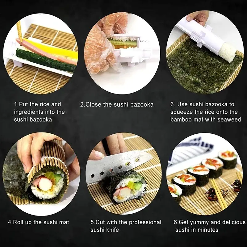 Wholesale Red Bazooka Sushi Making Kit Bamboo Sushi Tools With Packaging