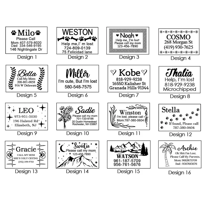 Custom Engraved Dog Name Tags Cute Slide-On Pet Cat Collar Id Tags Pendant Style Personalized Dog Pendants Charms