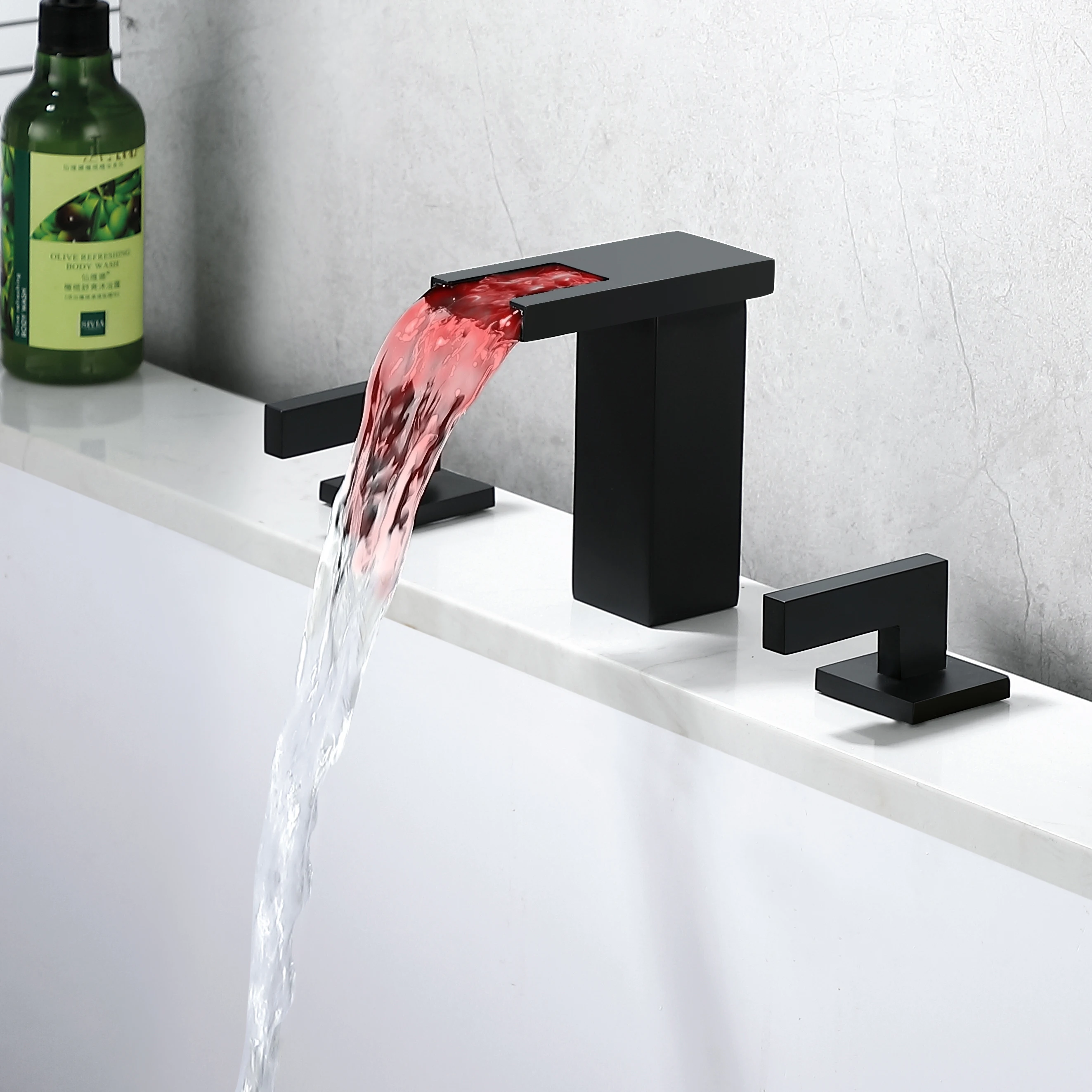 ware deck mounted brass basin mixer faucet double handle water faucet brass triple hole basin faucet