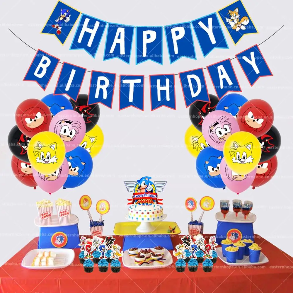 
Sonic the hedgehog Party Supplies, Birthday Banner Balloon Party Pack for Kids Shower Party Decorations 