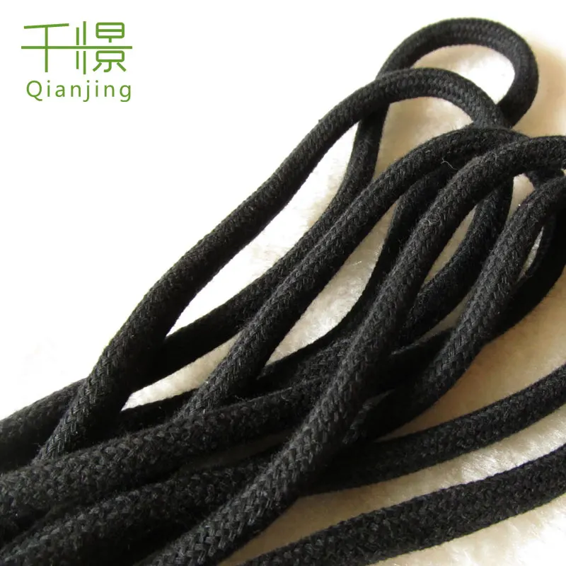 RC03 Manufacturer hot selling clothing accessories drawstring 6mm black terylene encryption core round rope