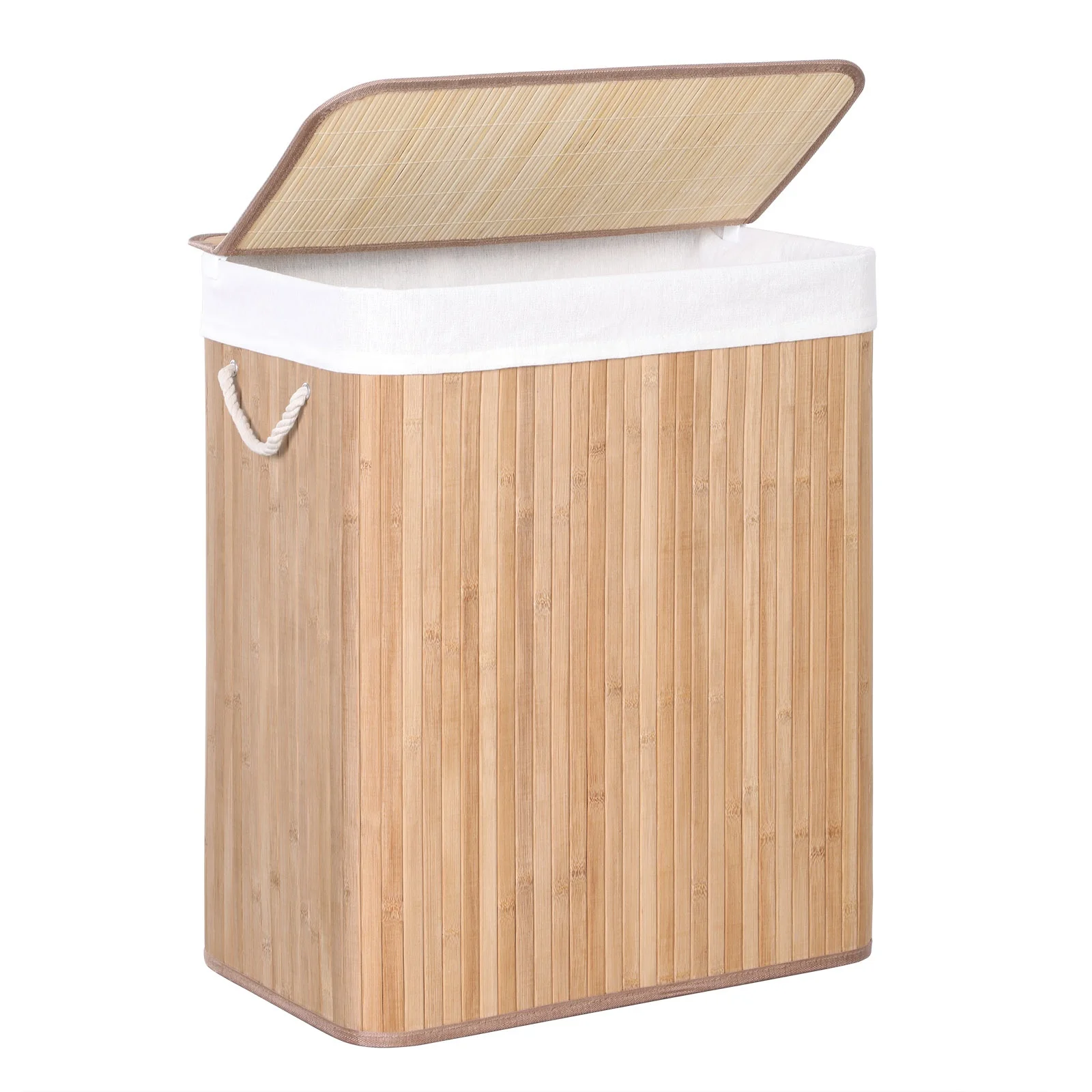 SONGMICS Large Capacity Basket Folding Laundry Hamper Bamboo Laundry Basket Clothes Toys Storage Basket