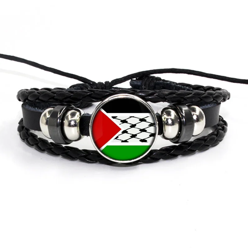 Wholesale Price Palestine Country Flag Leather Bracelet