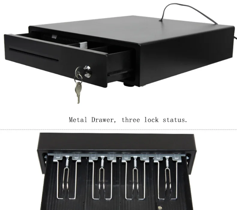 Metal Cash Register Money Drawer for POS with 4 Biil 3 Coin Cash Tray for Retail and Supermarket